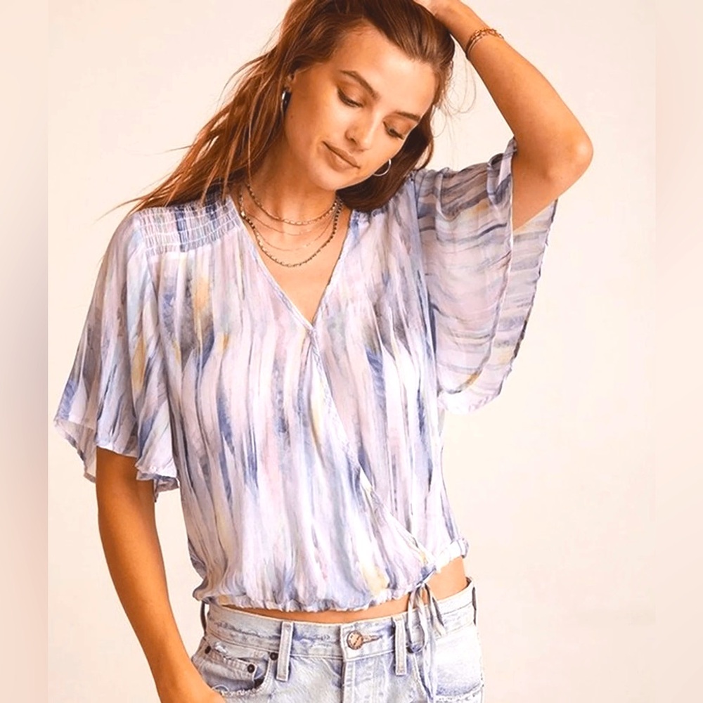 Bella Dahl Striped Cropped Tie Shirt